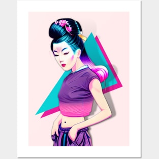 Vaporwave Pretty Geisha Girl Posters and Art